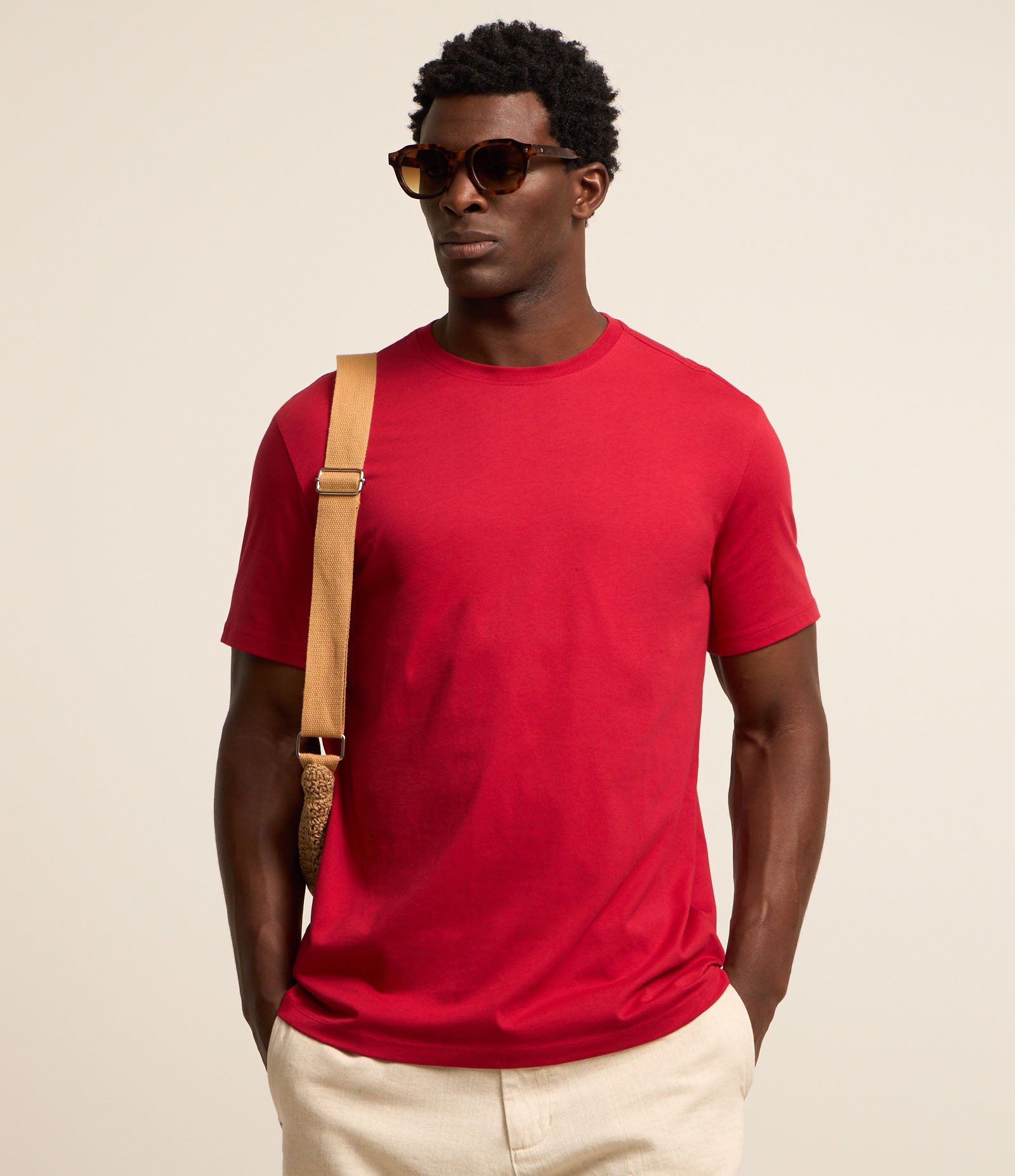 Camiseta Comfort Básica em Algodão Peruano Vermelho 1