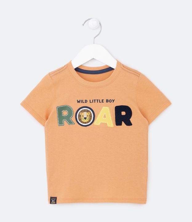 Camiseta Infantil em Meia Malha Estampa Tigrinho ROAR - Tam 1 a 5 Anos Laranja 1