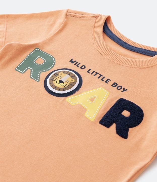Camiseta Infantil em Meia Malha Estampa Tigrinho ROAR - Tam 1 a 5 Anos Laranja 4