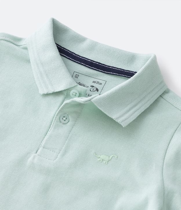 Camiseta Polo Infantil com Bordado e Fenda Lateral- Tam 1 a 5 Anos Verde Claro 5
