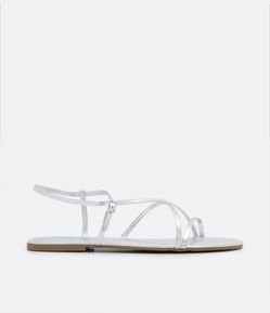 Sandália Rasteira com Tiras Finas e Bico Redondo