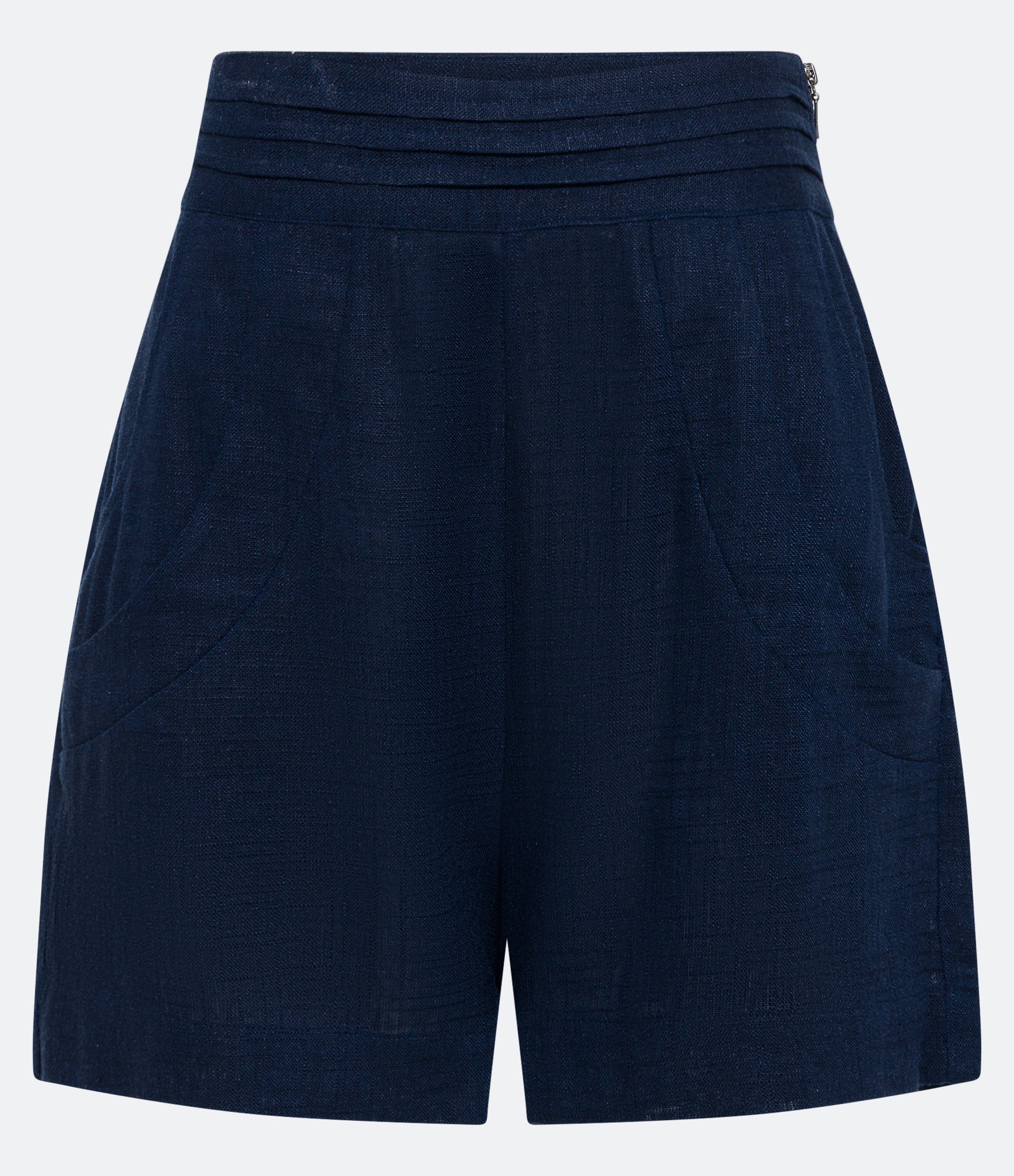 Short Reto em Viscolinho com Detalhe no Cós e Bolsos
