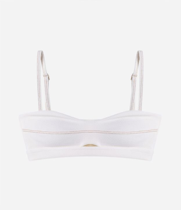 Biquíni Top Bandeau em Microfibra com Recorte Texturizado Branco Neve 5