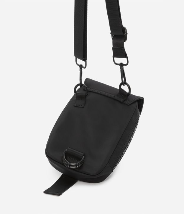 Bolsa Mini Bag com Bolso de Zíper e Fivela Tática Preto 2