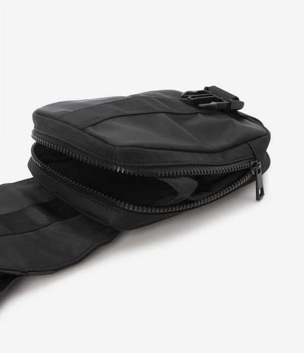 Bolsa Mini Bag com Bolso de Zíper e Fivela Tática Preto 3