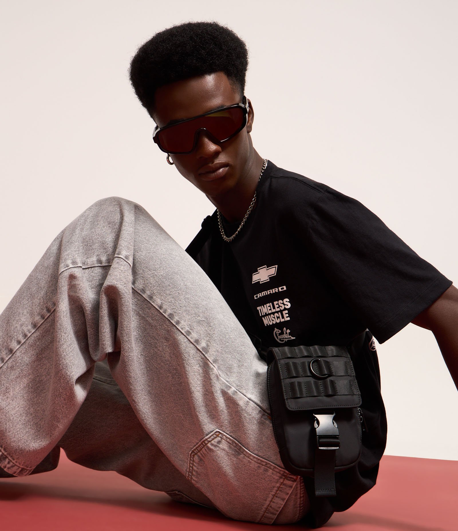 Bolsa Mini Bag com Bolso de Zíper e Fivela Tática Preto 1