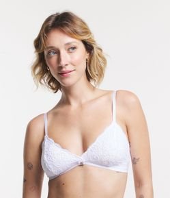 Sutiã Top em Renda com Bojo Removível e Textura Floral