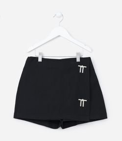Short Saia Infantil em Viscose com Lacinhos de Strass - Tam 5 a 14 anos