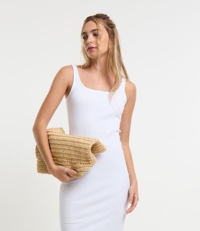 Vestido Midi Básico com Decote Quadrado Menor preço em Vestido Midi Básico com Decote Quadrado