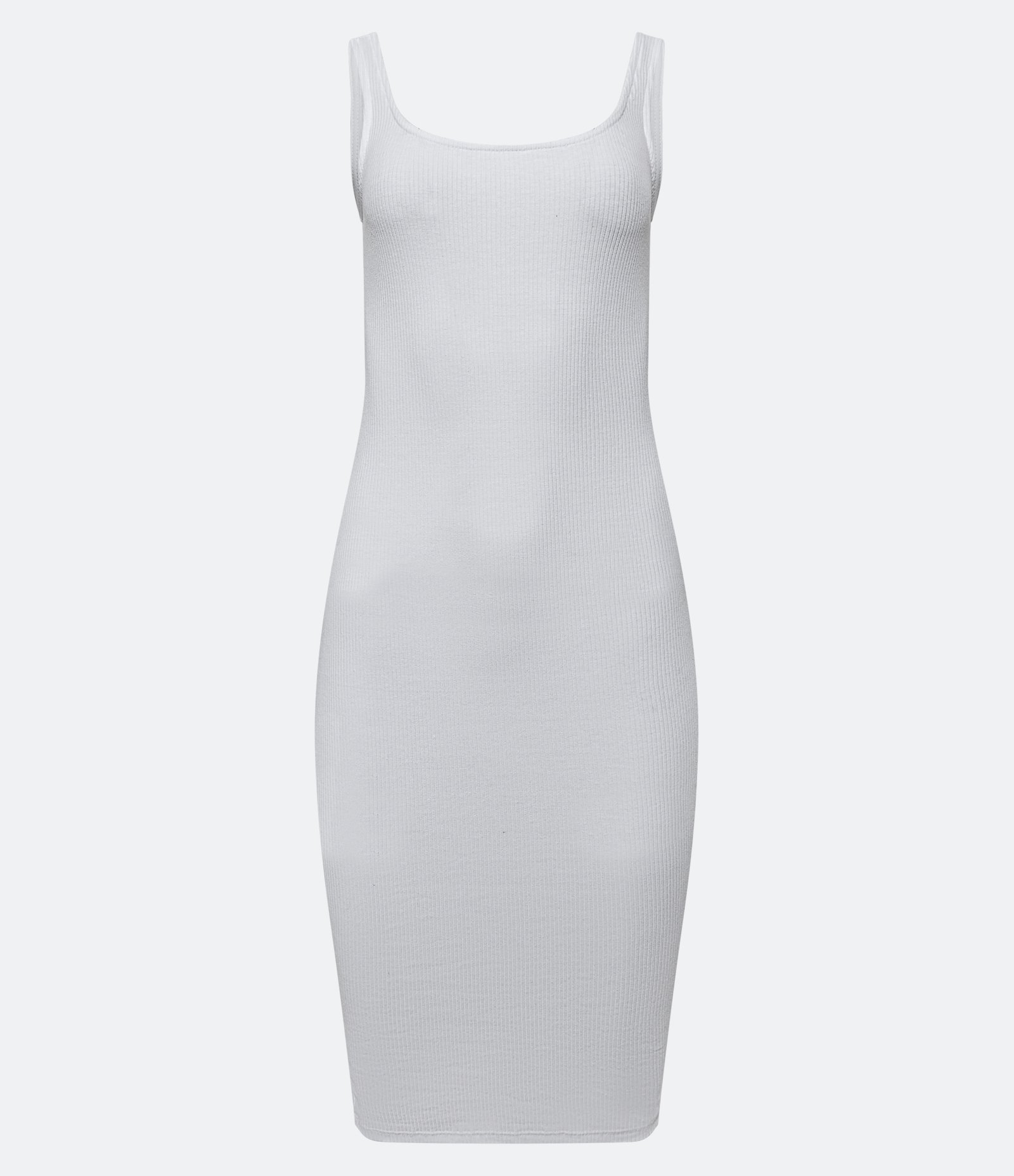 Vestido Midi Básico com Decote Quadrado Branco 4