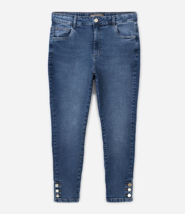 Calça Skinny Jeans com Abotoamento Lateral na Barra Curve & Plus Size Azul 7