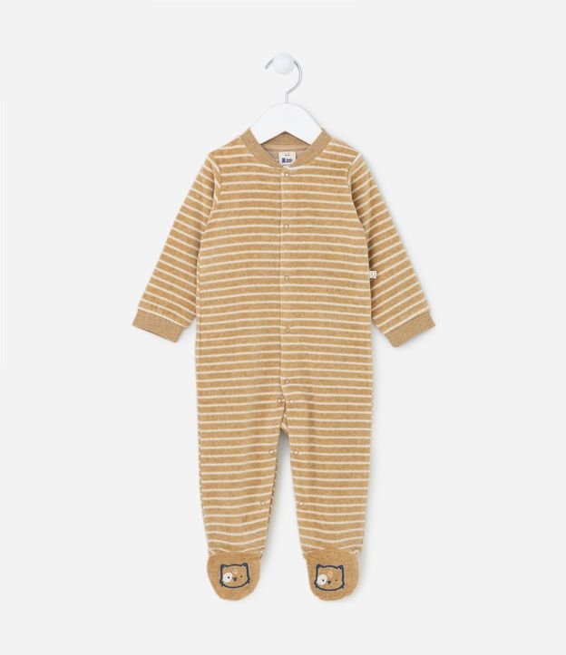 Macacão Infantil em Plush com Bordados - Tam RN a 18 meses