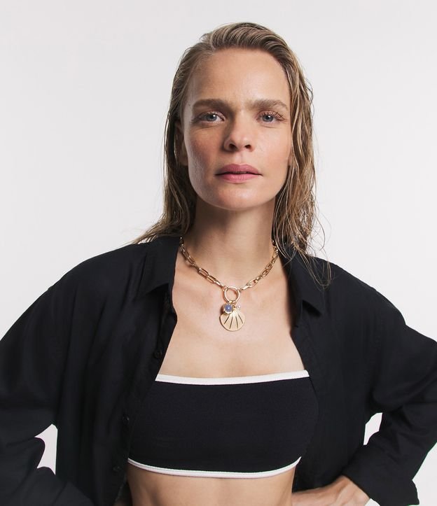 Biquini Top Bandeau em Microfibra Texturizado e Bicolor