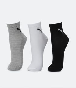 Kit 03 Meias Esportivas Cano Médio com Estampa Puma