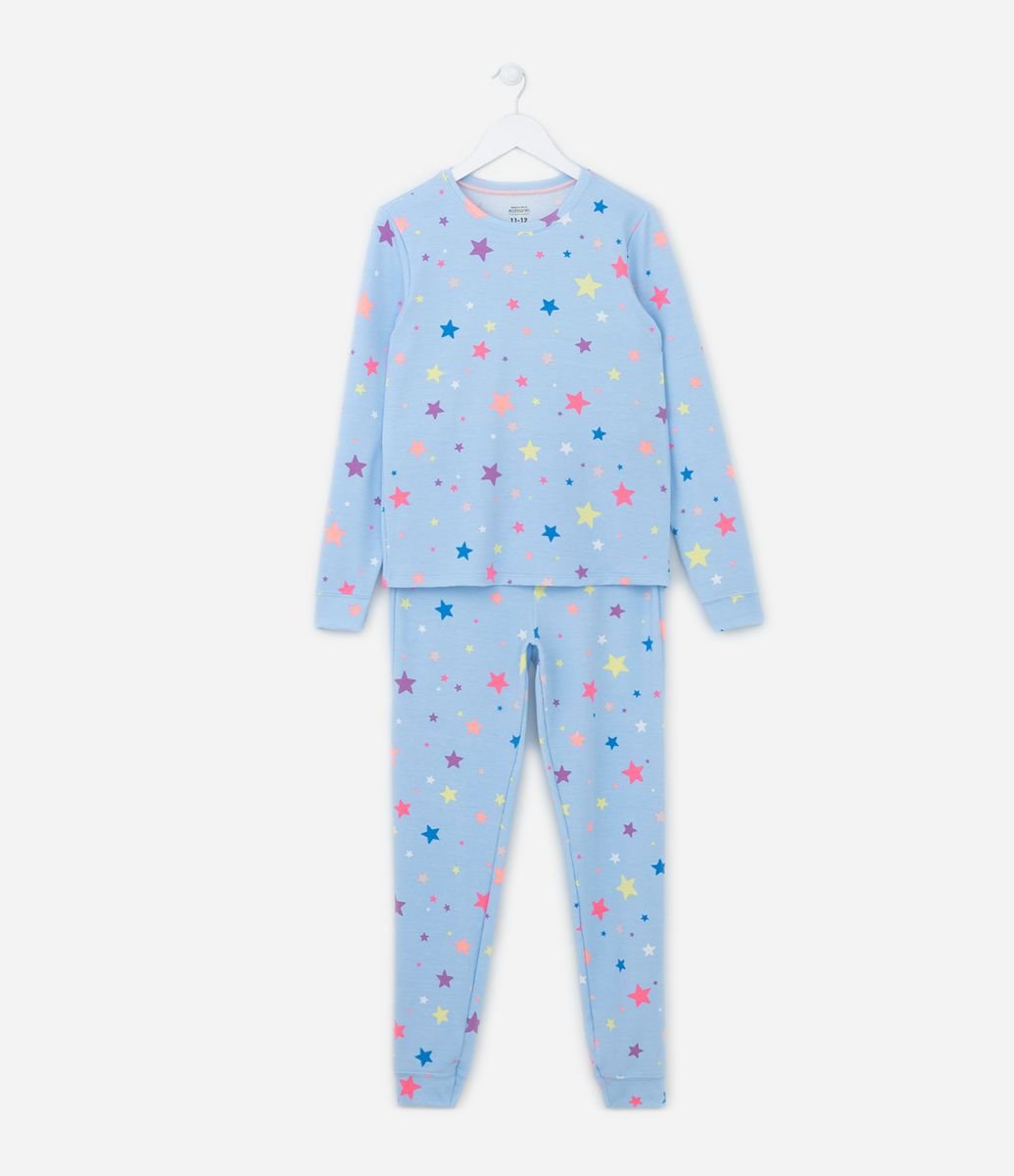 Pijama Longo Infantil com Toque Suave e Estampa Corações Colorido - Tam 4 a  14 Anos - Renner