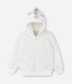 Casaco Fleece Infantil com Touca de Unicórnio Foil - Tam 1 a 5 anos