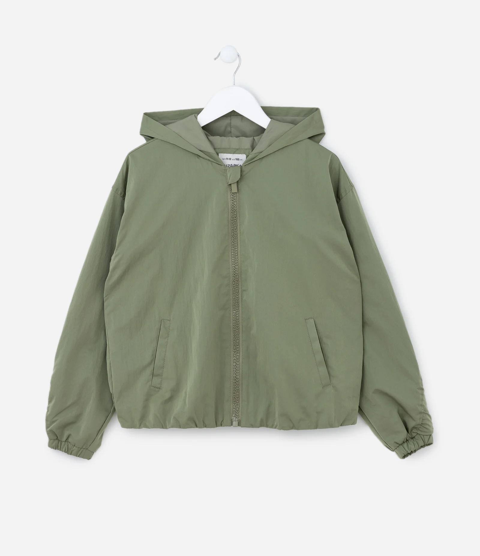 Jaqueta Quebra Vento Infantil com Recorte Franzido - Tam  5 a 14 Anos Verde 1