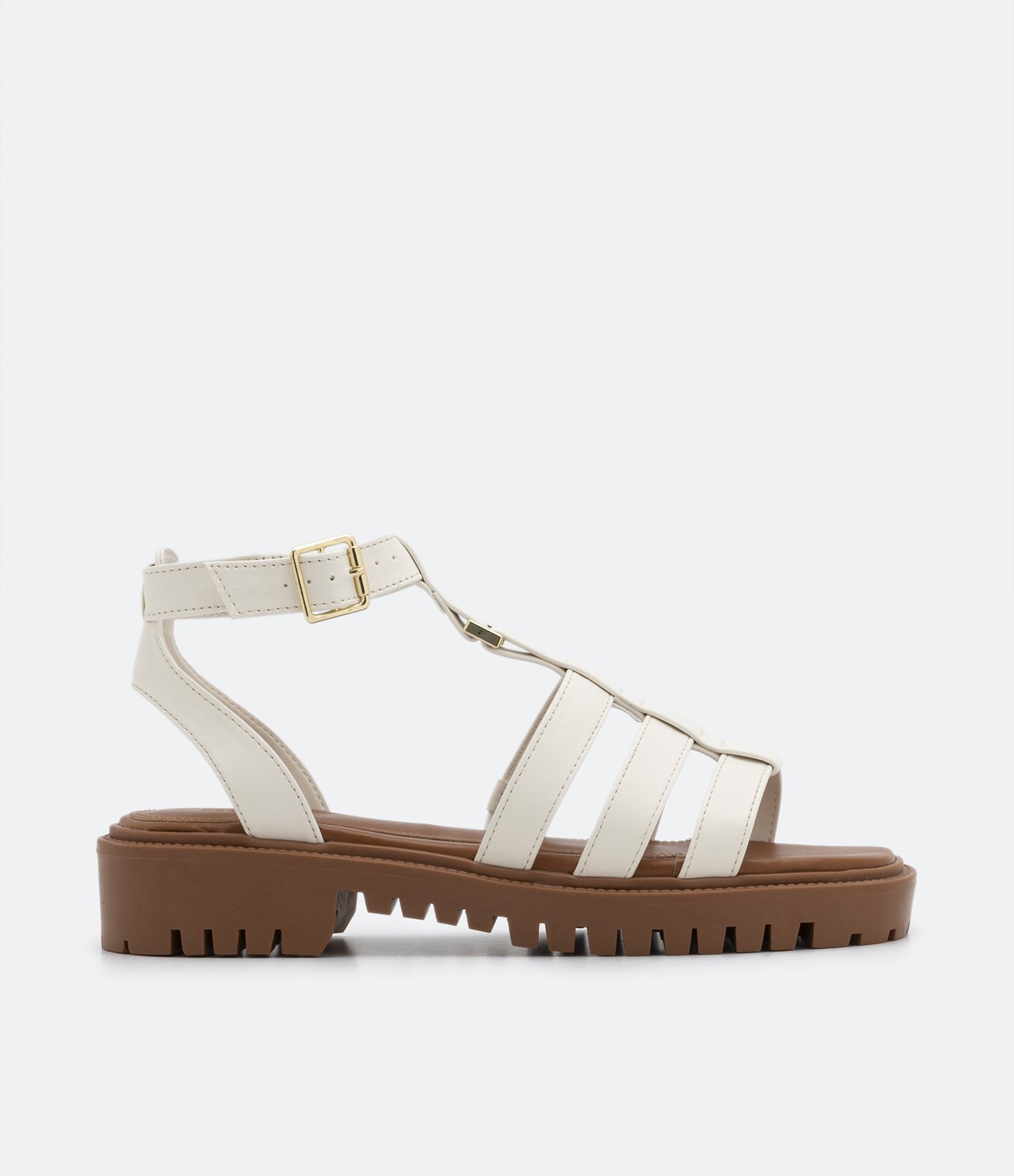 Sandália Multi Tiras com Sola Tratora Off White 1