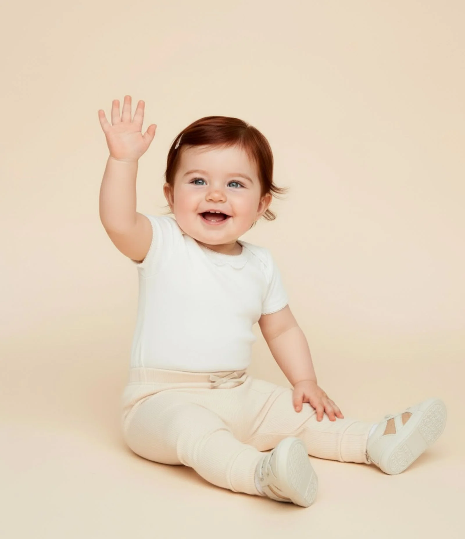 Calça Infantil em Ribana com Detalhes em Renda - Tam 0 a 18 meses Bege 2