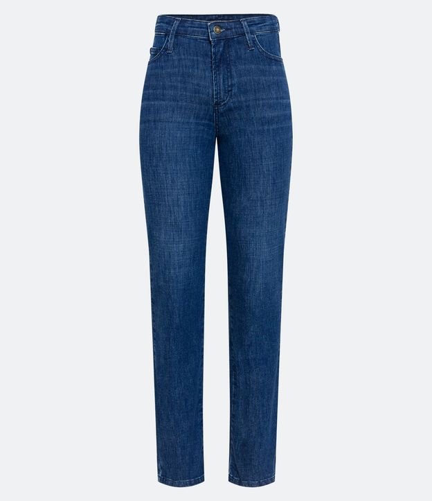 Calça Reta em Jeans com Bolsos Azul 5