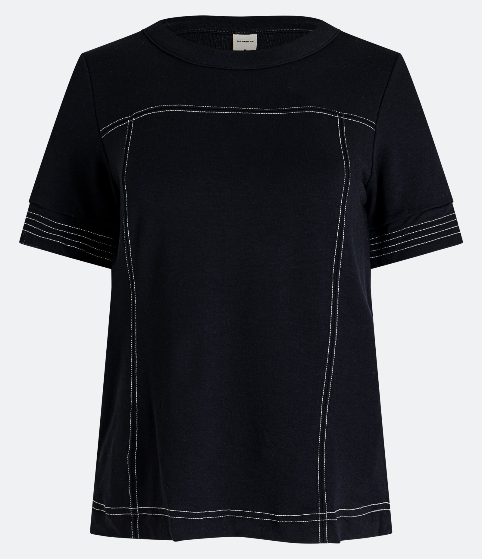 Blusa Manga Curta em Viscose com Costura Contrastante Preto 6