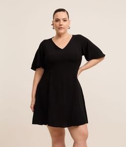 Vestido Curto em Crepe com Manga Ampla Curve & Plus Size