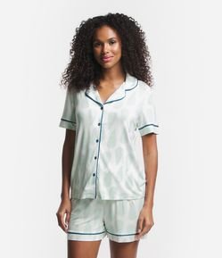Pijama Americano Corto en Poliamida con Estampa Paisley