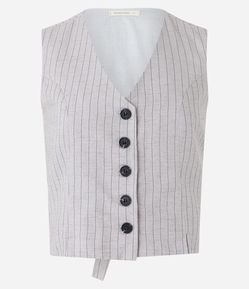 Colete com Abotoamento  e Listras Risca de Giz