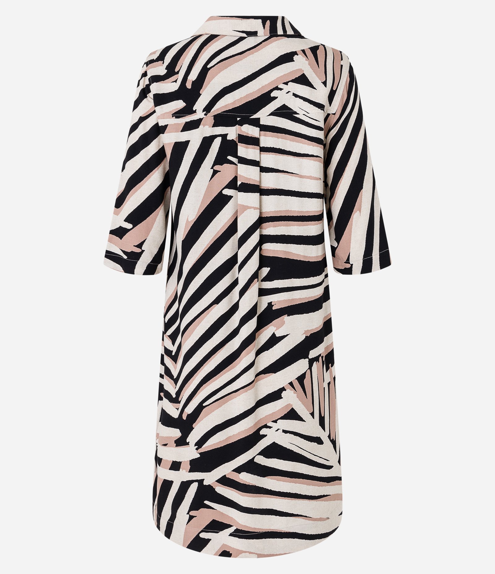 Vestido Curto Manga Curta em Viscose com Estampa Zebra Bege 2