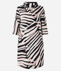 Vestido Curto Manga Curta em Viscose com Estampa Zebra