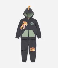 Conjunto Longo Infantil com Estampa do Jurassic Baby - Tam 2 a 5 anos