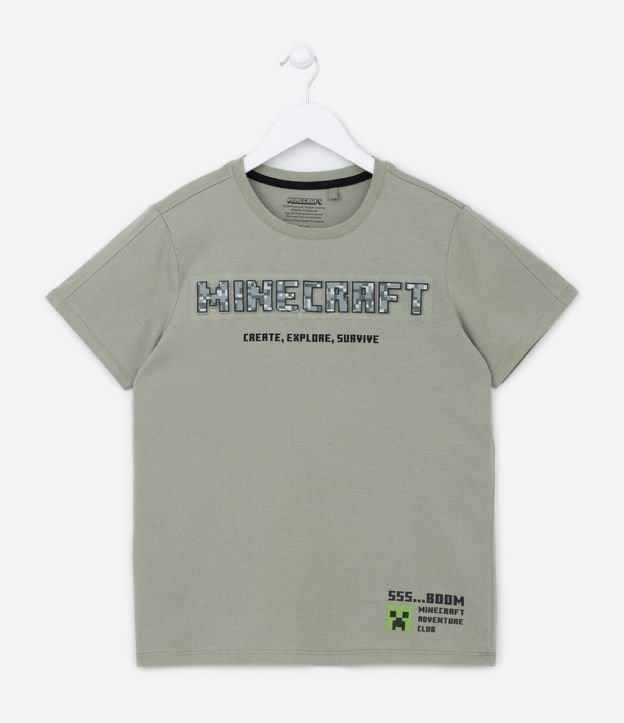 Camiseta Infantil Manga Curta com Estampa do Minecraft - 5 a 14 anos