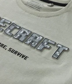 Camiseta Infantil com Estampa em Auto Relevo Minecraft - 5 a 14 anos