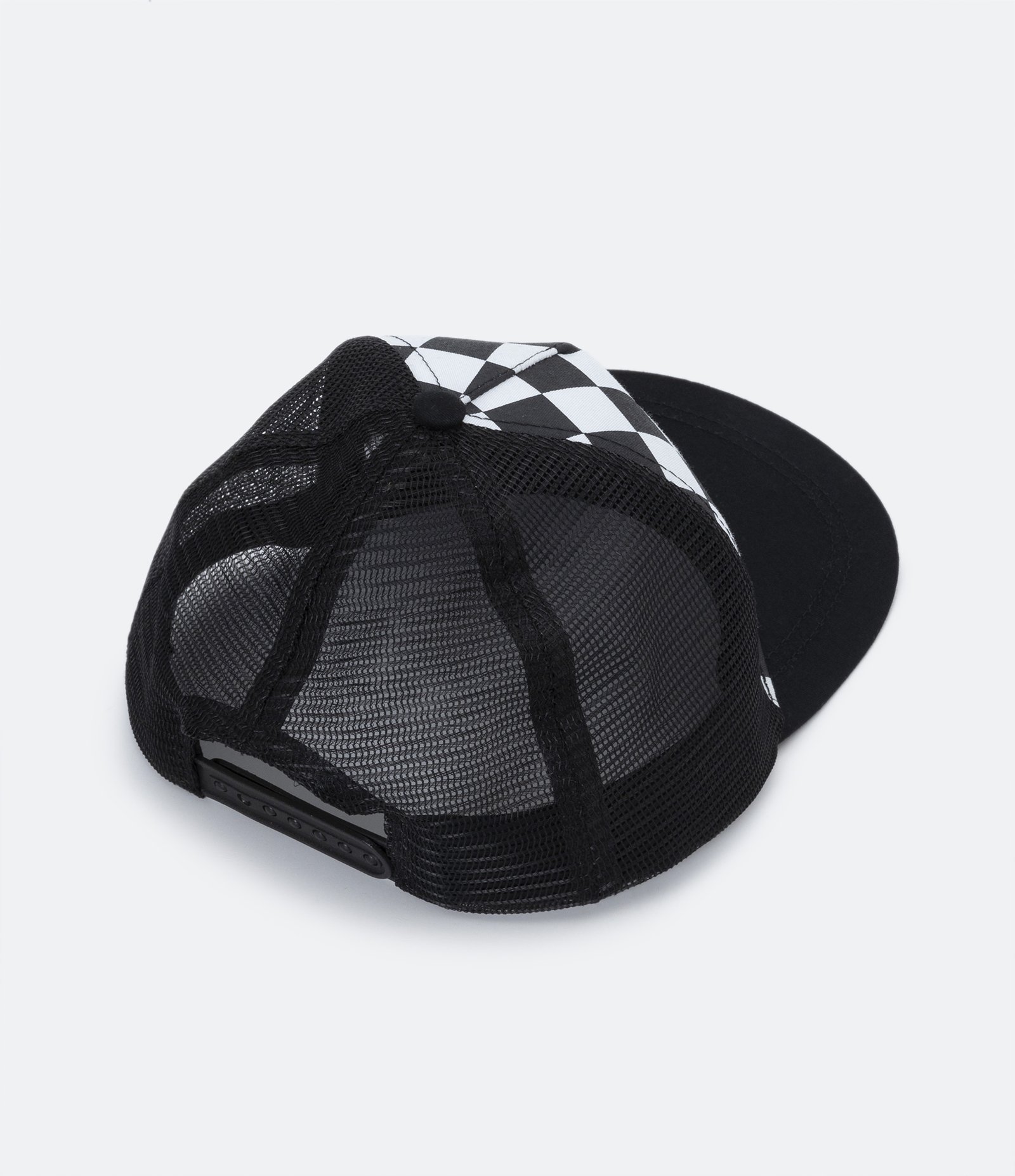 Boné Infantil em Sarja com Estampa Quadriculada e Patch Skate Mood Preto 2