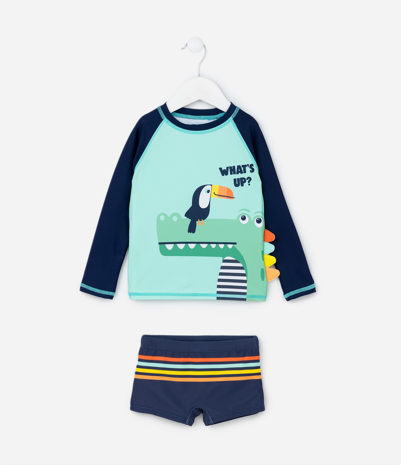 Conjunto de Praia Infantil com Proteção UV e Estampa Animais - Tam 1 a 4 anos Azul 1