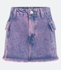 Saia Curta Jeans com Bolso Cargo