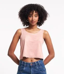 Blusa Regata com Decote Redondo e Alça Larga