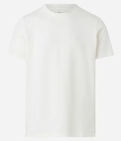 Camiseta Regular em Ana Ruga com Textura e Manga Curta