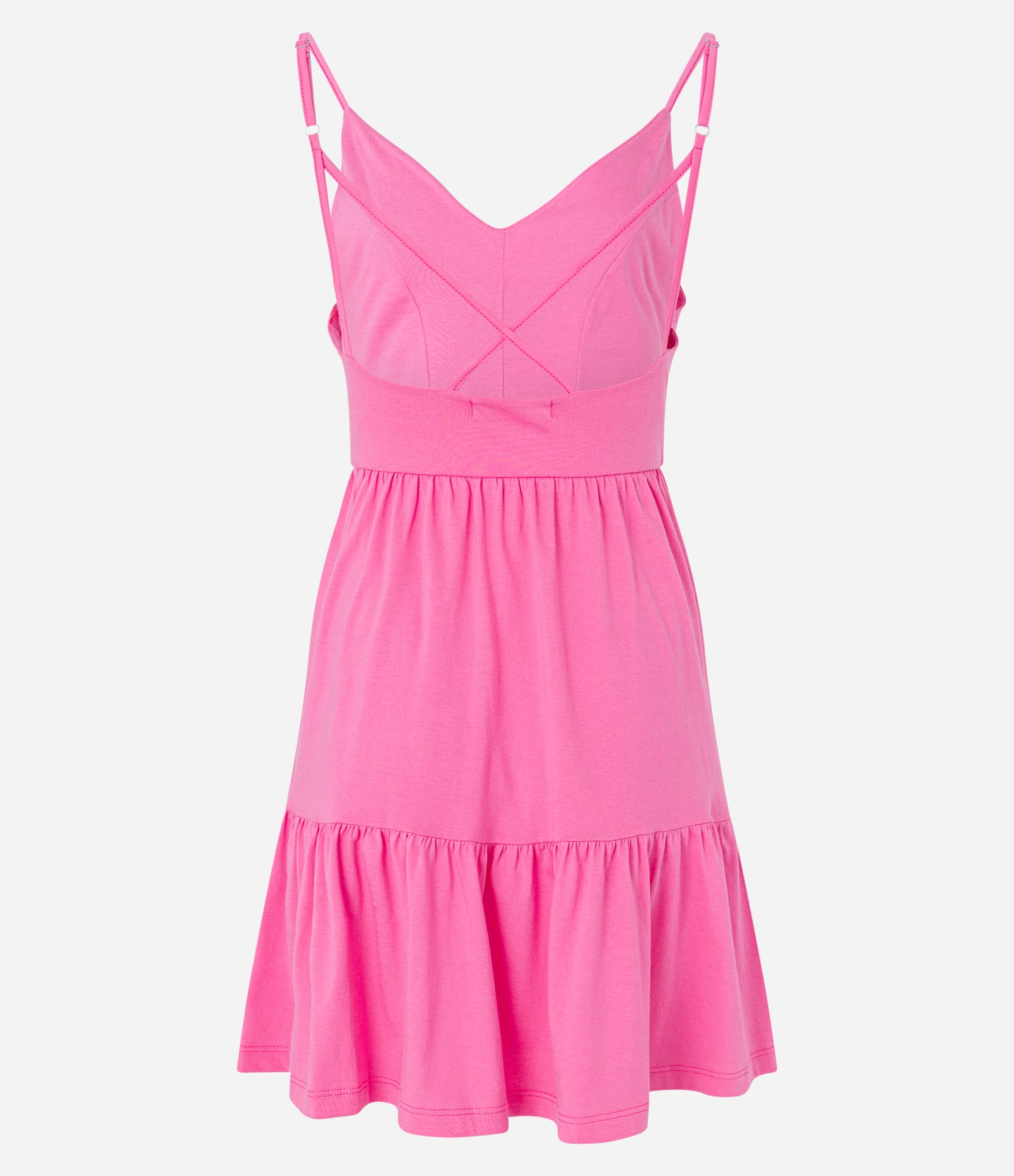 Vestido Curto em Meia Malha com Recortes Franzidos Rosa 6