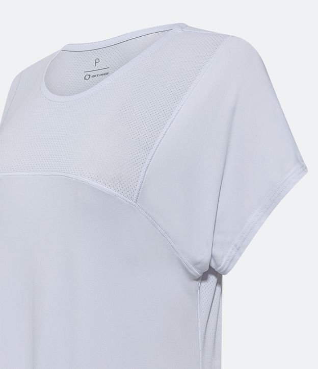 Camiseta Esportiva em Poliamida com Manga Curta e Estampa Lateral Branco 6