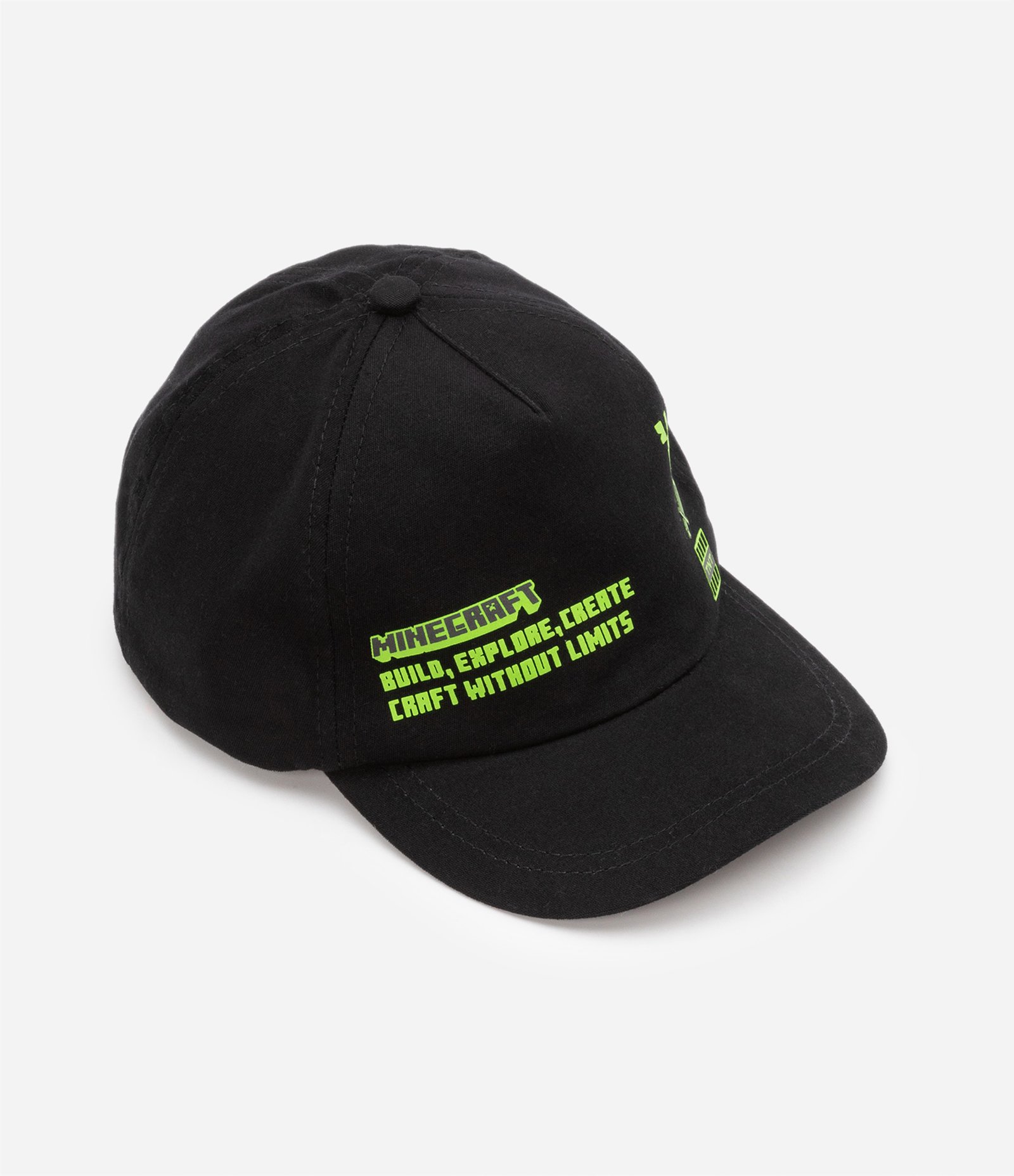 Boné Infantil Aba Curva com Estampa do Minecraft Preto 1
