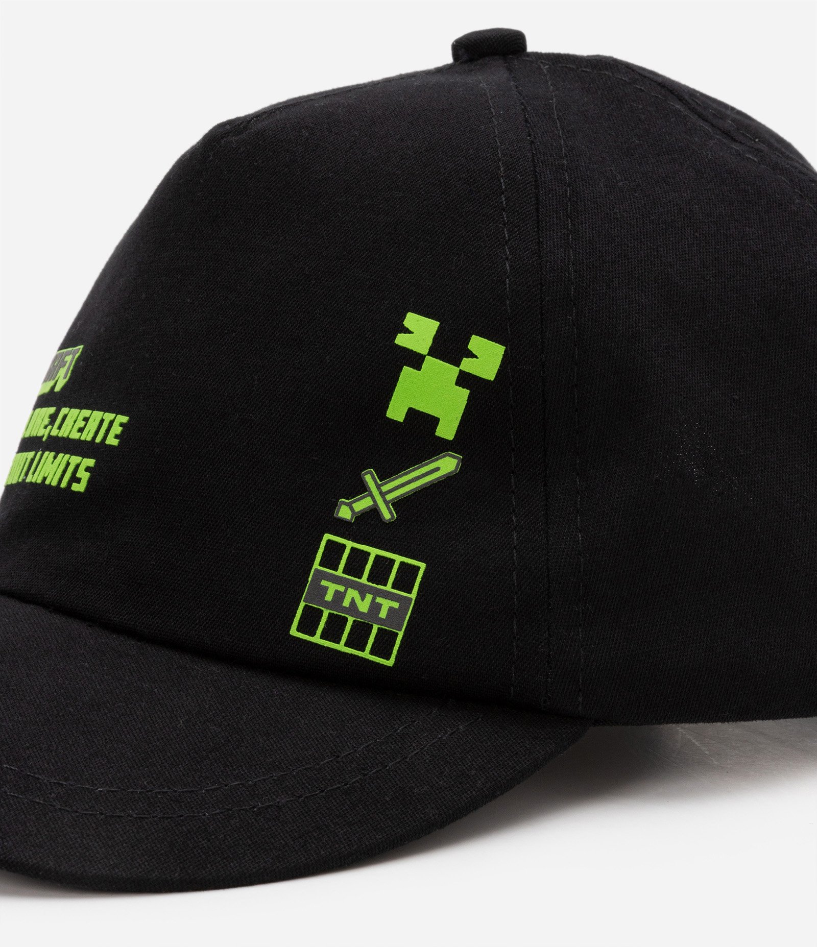 Boné Infantil Aba Curva com Estampa do Minecraft Preto 3