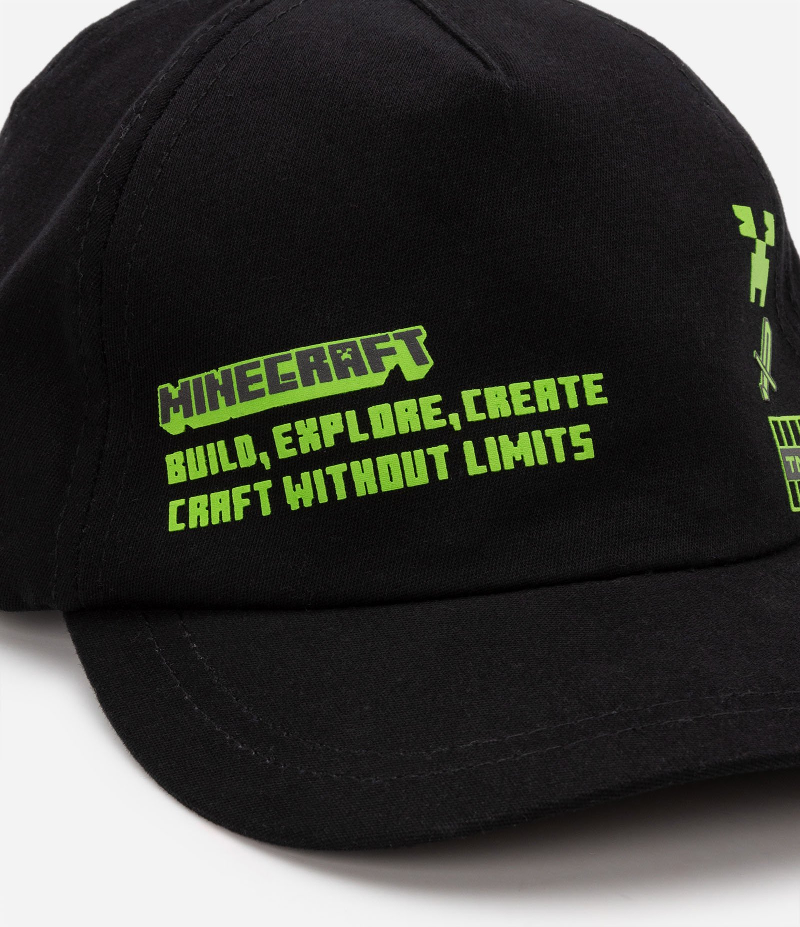 Boné Infantil Aba Curva com Estampa do Minecraft Preto 5