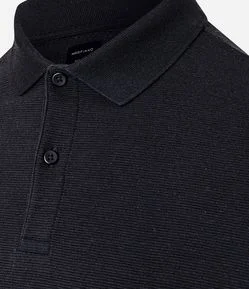 Camisa Polo Slim com Botões e Textura Canelada