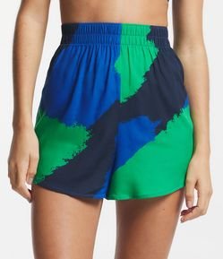 Saída de Praia Short em Viscose com Cós Elástico e Estampa Manchas
