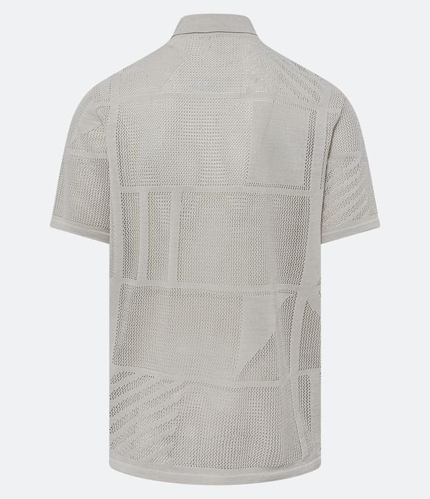 Camisa Slim em Tricô com Textura Geométrica Off White 9