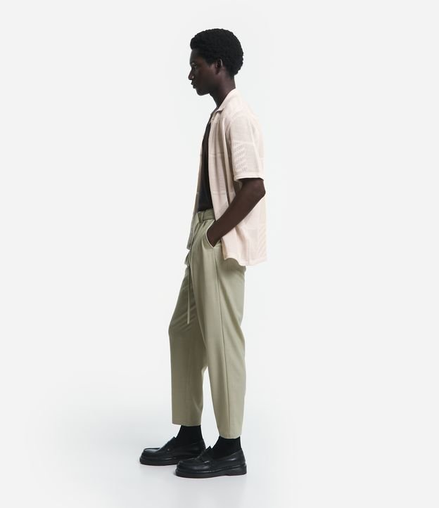 Camisa Slim em Tricô com Textura Geométrica Off White 5