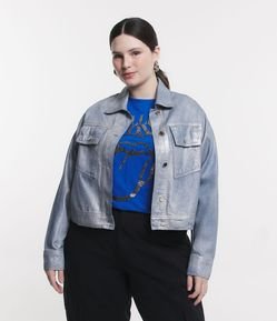 Jaqueta Jeans Metalizada Curve & Plus Size