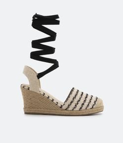 Sapato Espadrille em Ráfia com Amarração no Tornozelo