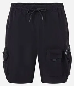 Bermuda Cargo com Cós Elástico e Bolsos Táticos